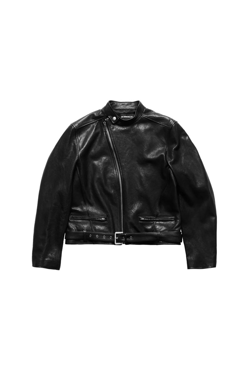 Ann Demeulemeester Taale Fitted Leather Biker Jacket Black 1