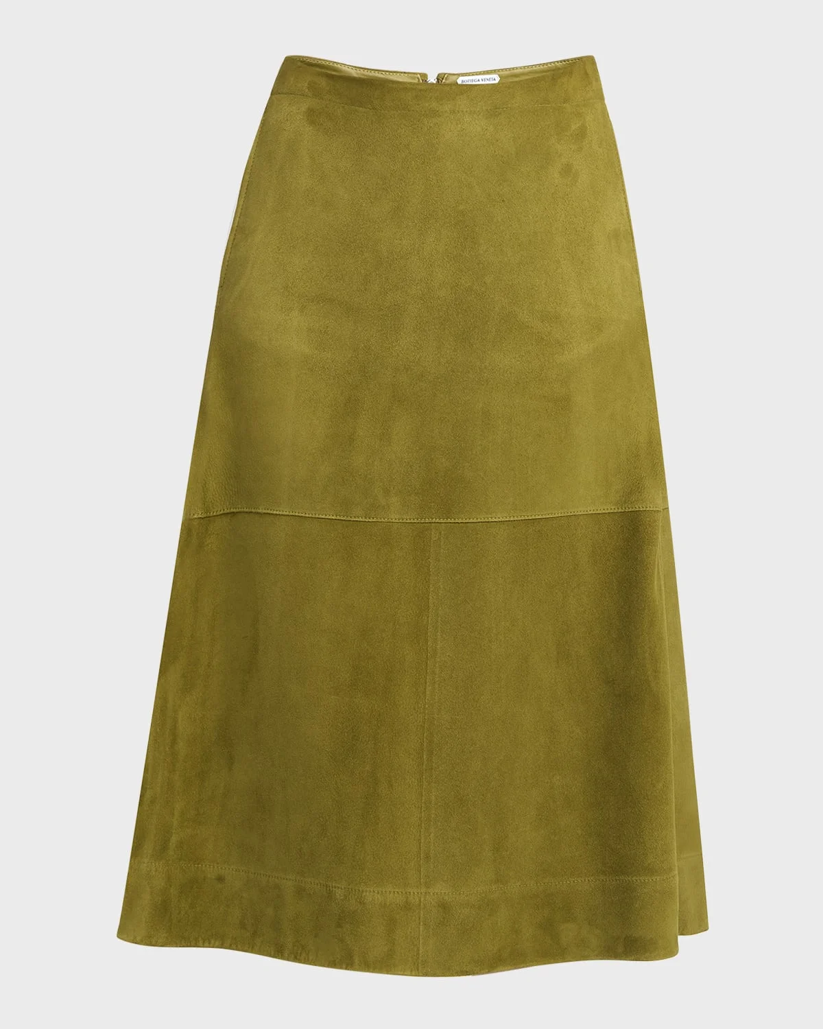 Paneled Suede Knee-Length Skirt - 1