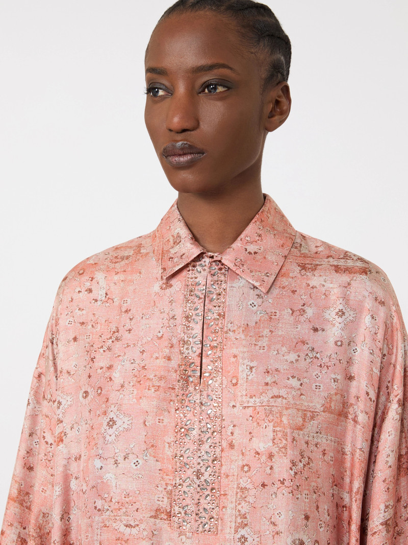 PECORA Printed twill kaftan dress - CORAL 5