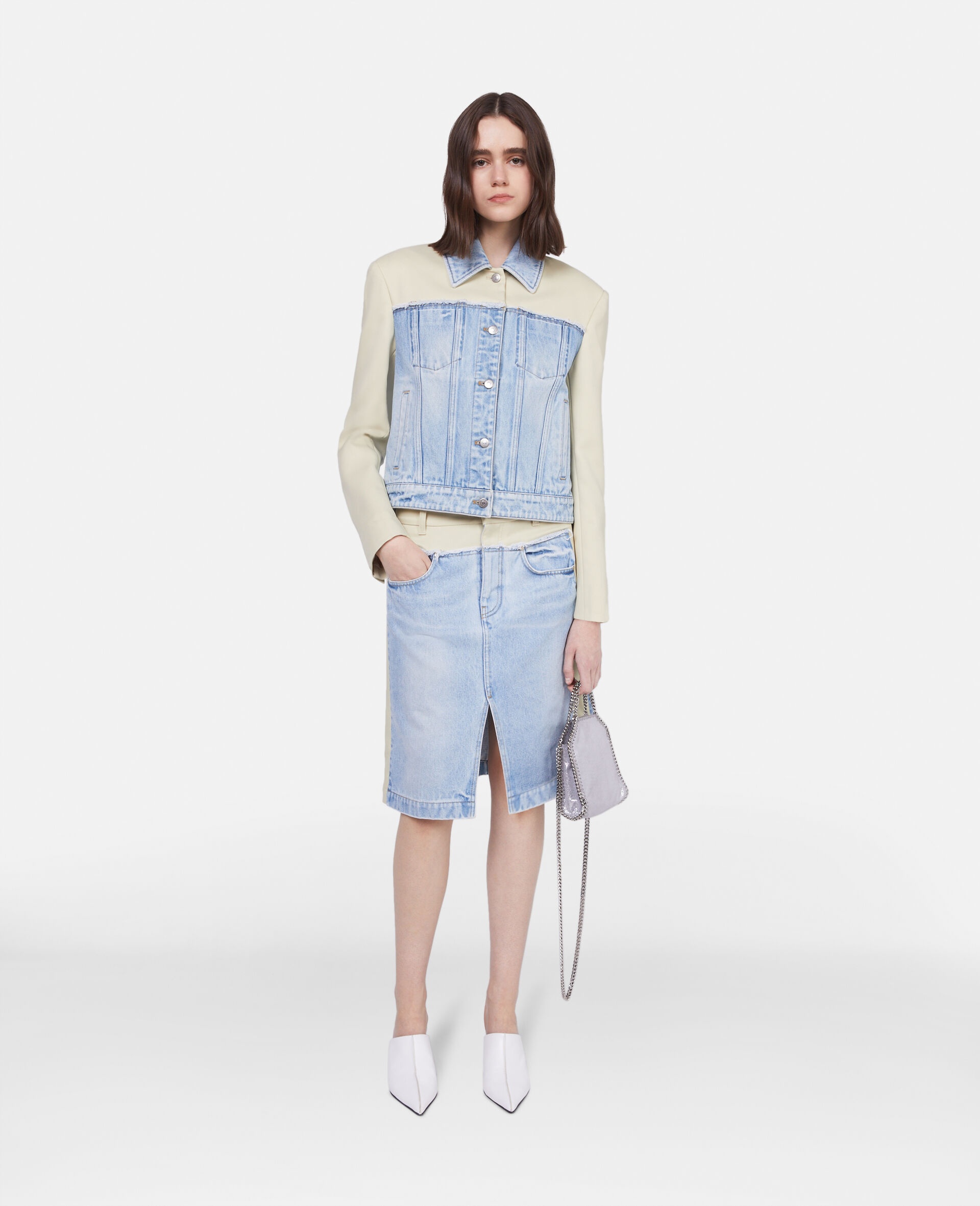 Two-Tone Panelled Denim Jacket - 2