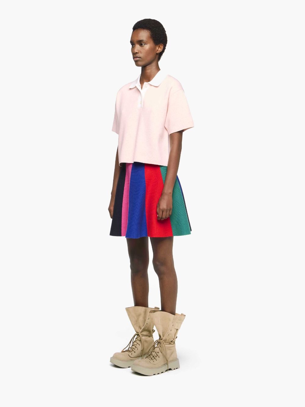 CROPPED KNITTED POLO TOP - 4