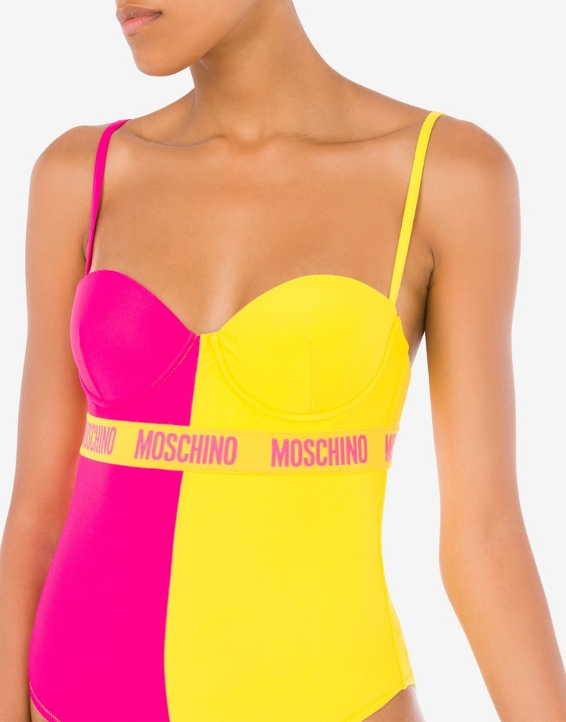 LOGO BAND TWO-TONE SWIMSUIT 3