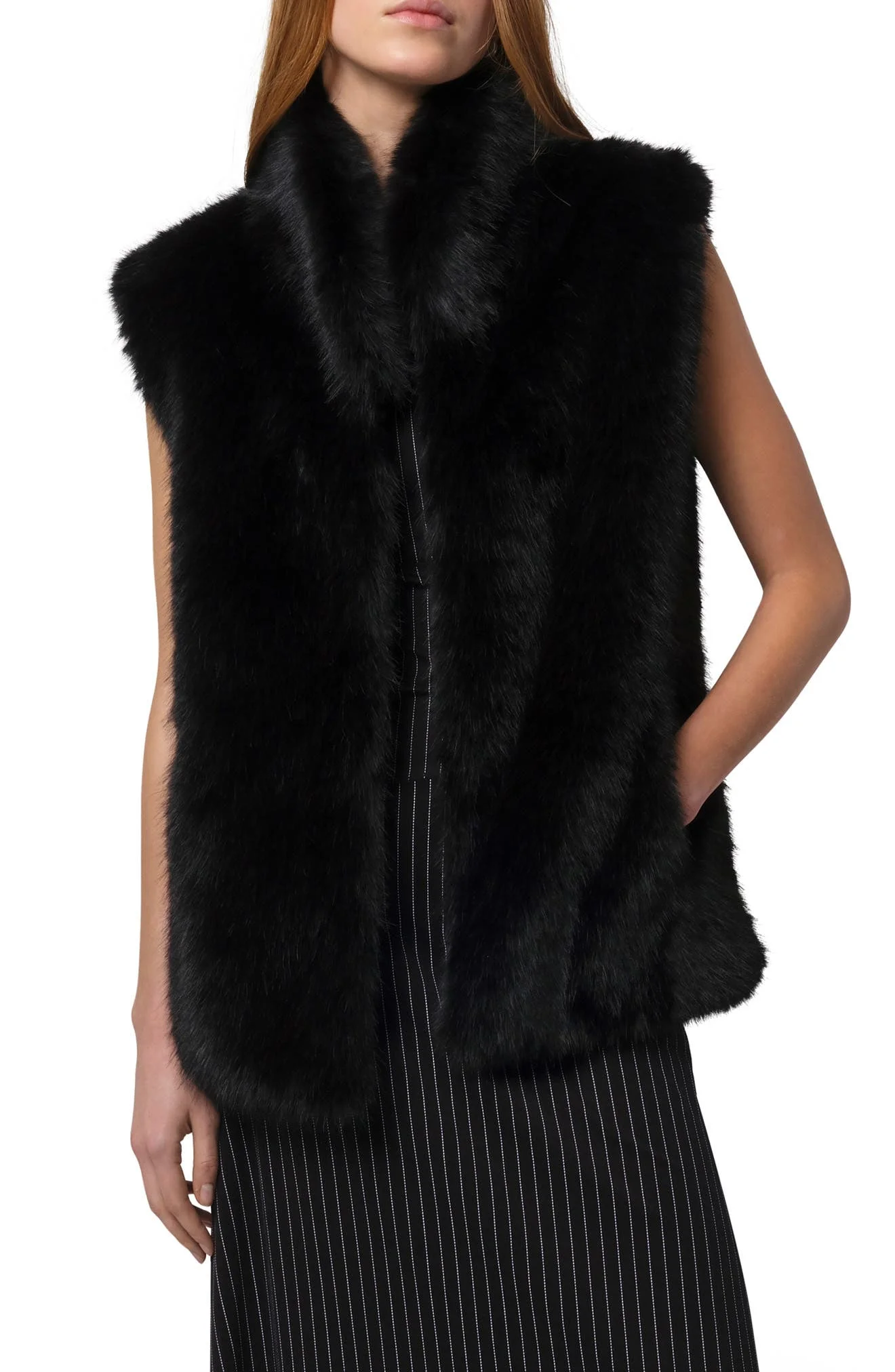 Apparis Laila Pluche™ Faux Sable Vest in Noir at Nordstrom - 1