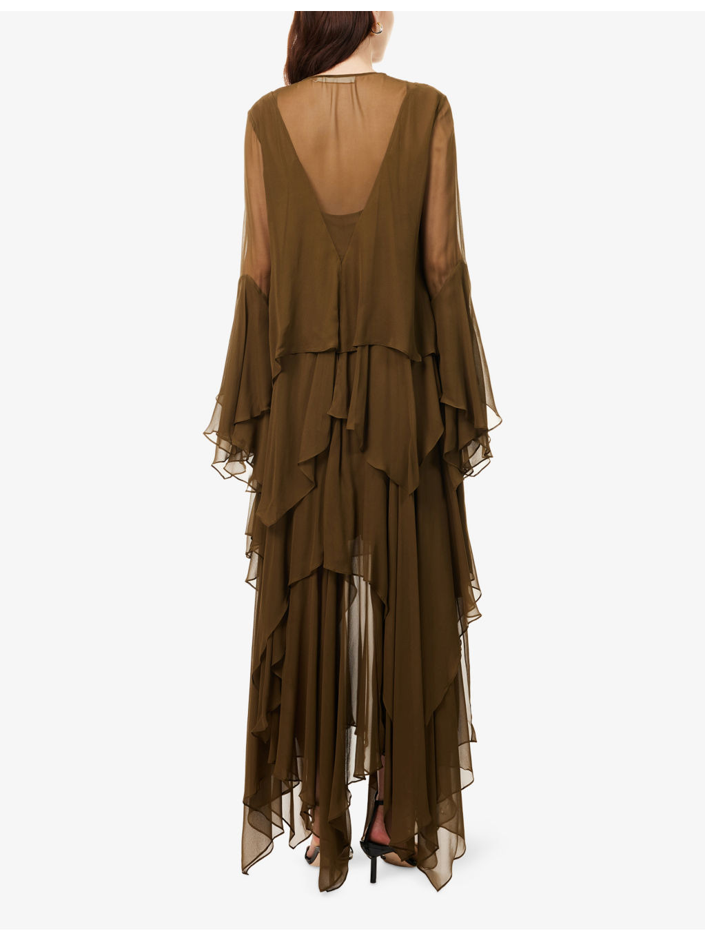 Memento Cascading Silk Maxi Dress - 4