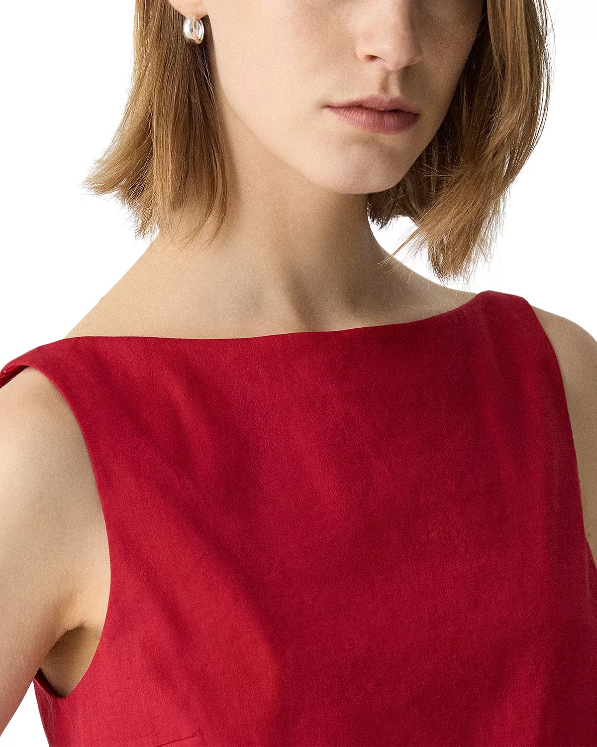 Bateau Neck Linen Cropped Top - 5