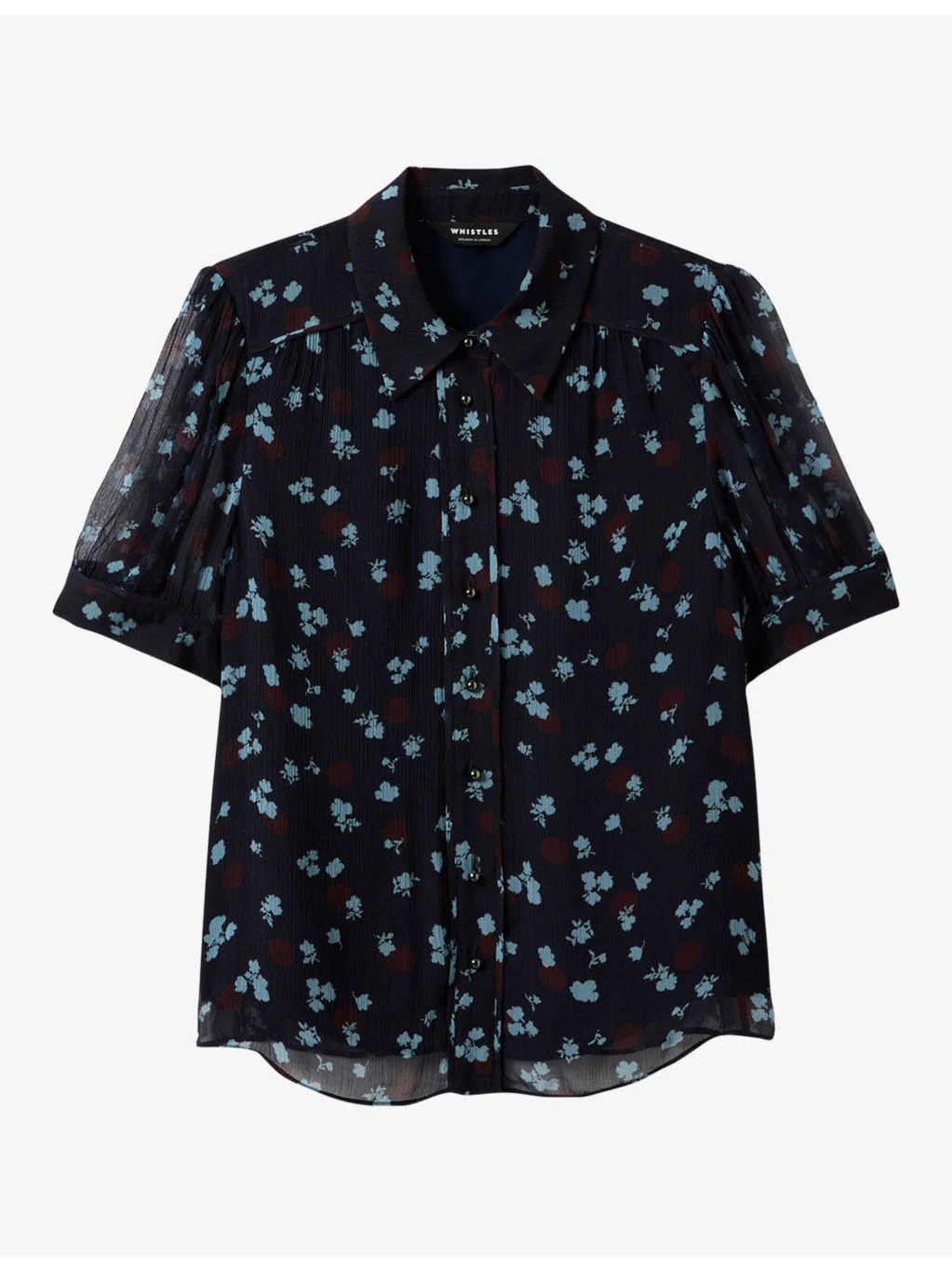 Floral-Print Short-Sleeve Woven Blouse - 1