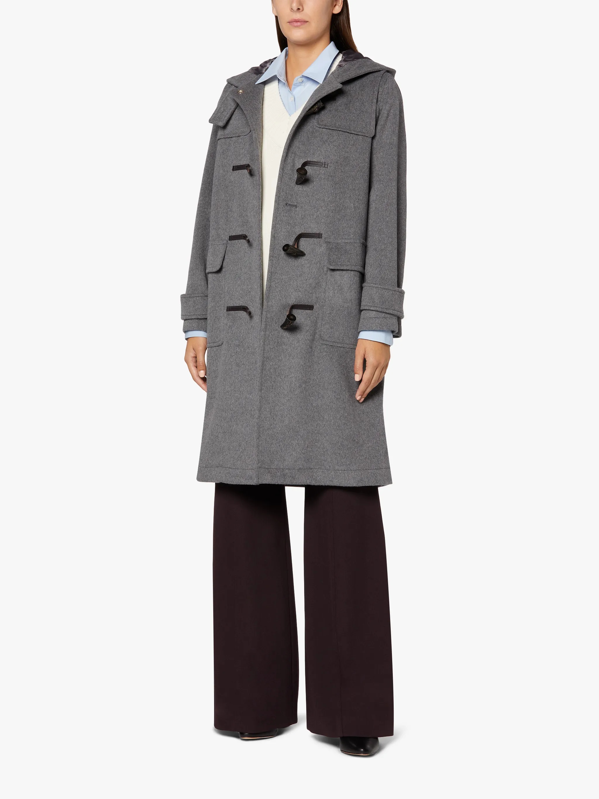 INVERALLAN LIGHT GREY WOOL & CASHMERE DUFFLE COAT | LM-1090BS - 2