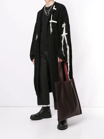 Yohji Yamamoto stitch-detail cable-knit cardgian outlook