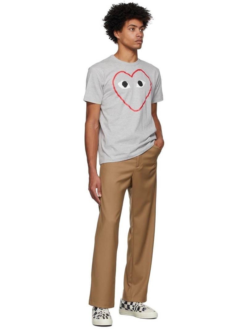 Comme des Garçons PLAY Grey Outline Heart T-Shirt outlook