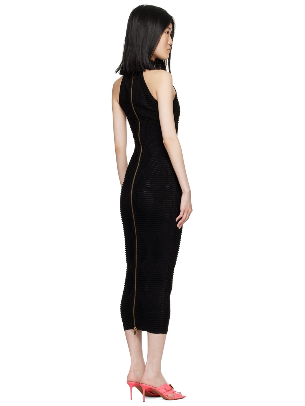 Black Argyle Midi Dress - 3