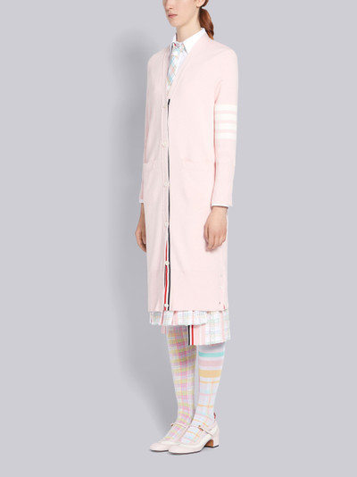 Thom Browne Pink Cotton Crepe Long V-Neck 4-Bar Cardigan outlook