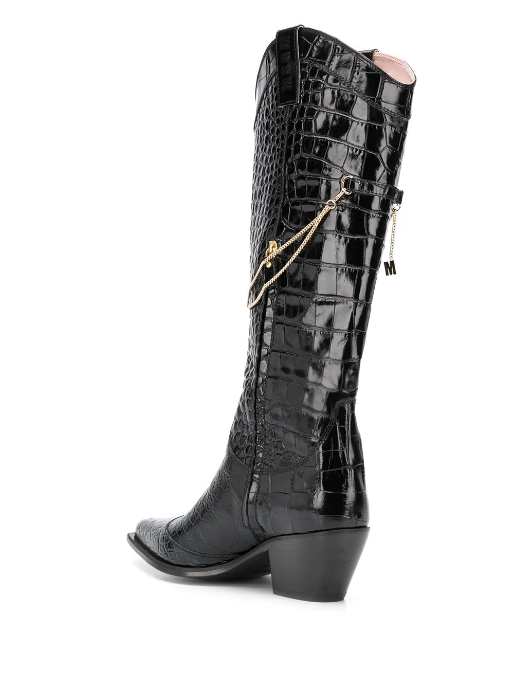 crocodile effect chain cowboy boots - 3