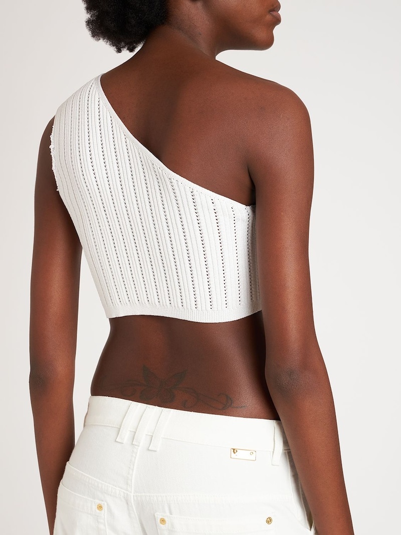 Asymmetric ribbed knit crop top - 3