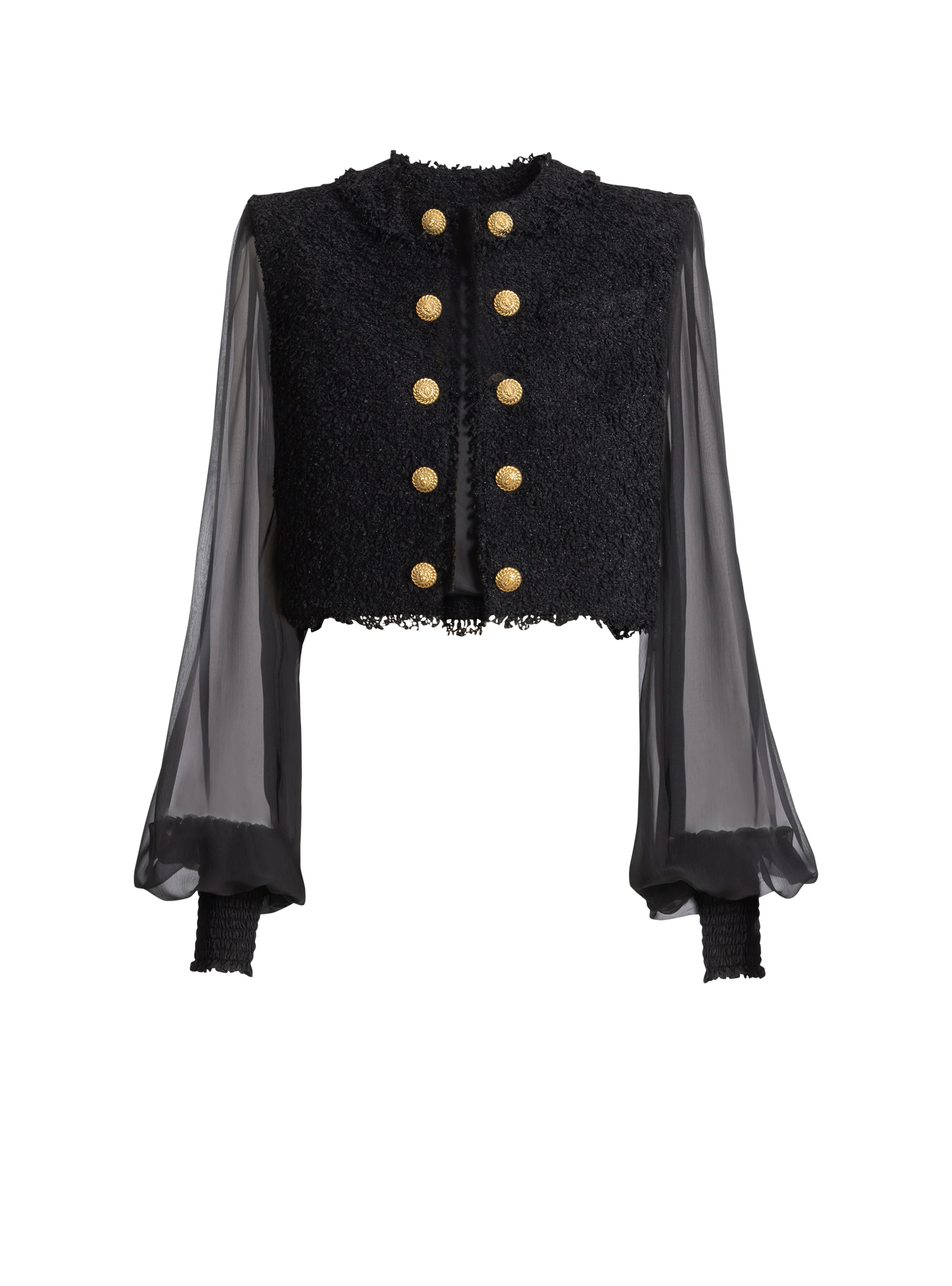 Cropped tweed and muslin jacket - 1