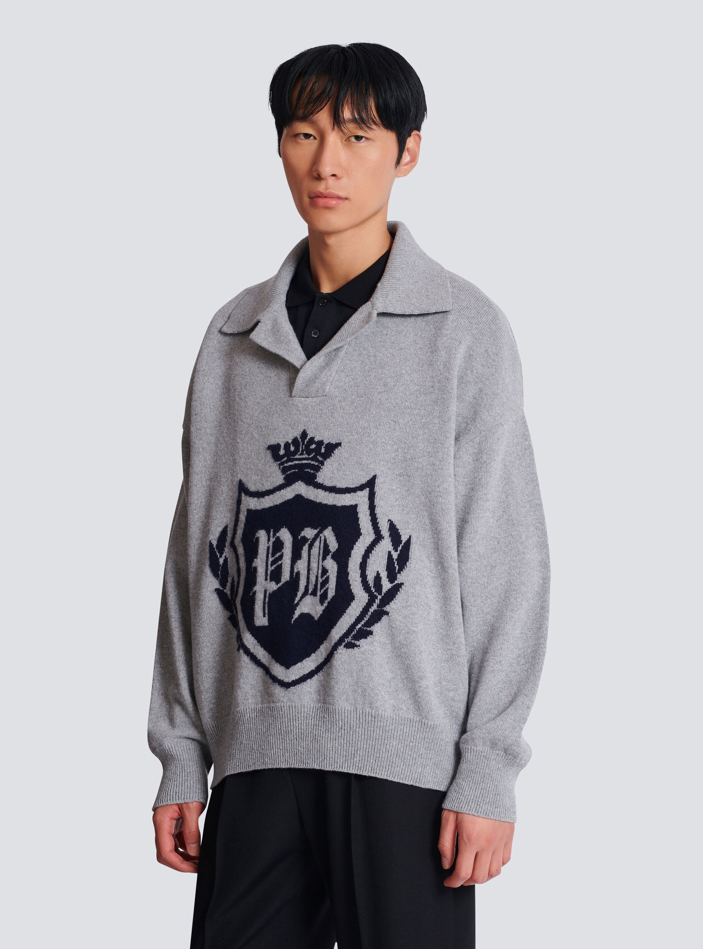 College Emblem polo sweater in eco-cashmere - 6