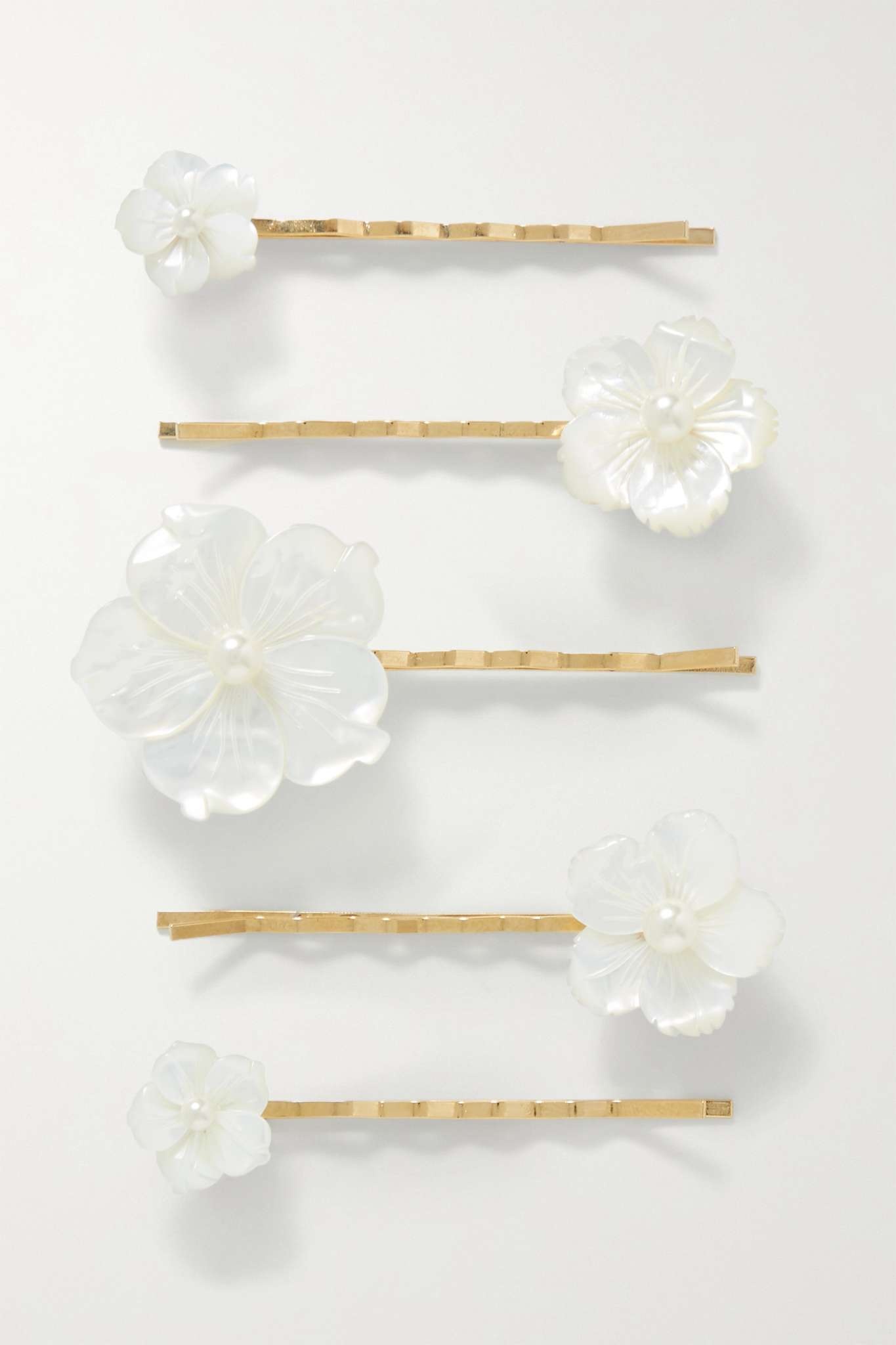 Zinnia set of five gold-tone mother-of-pearl hair slides - 1