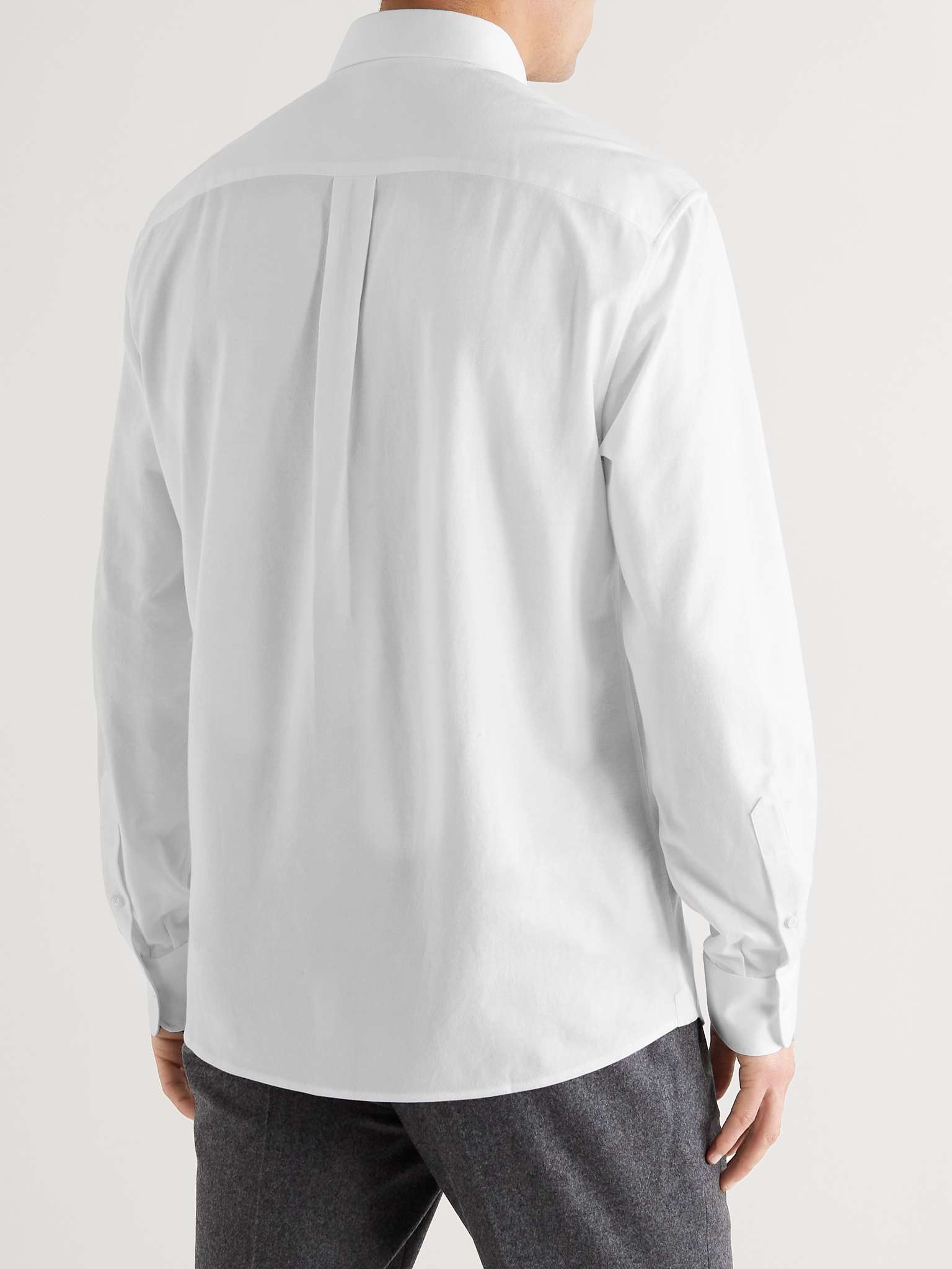 Button-Down Collar Herringbone Cotton Shirt - 6