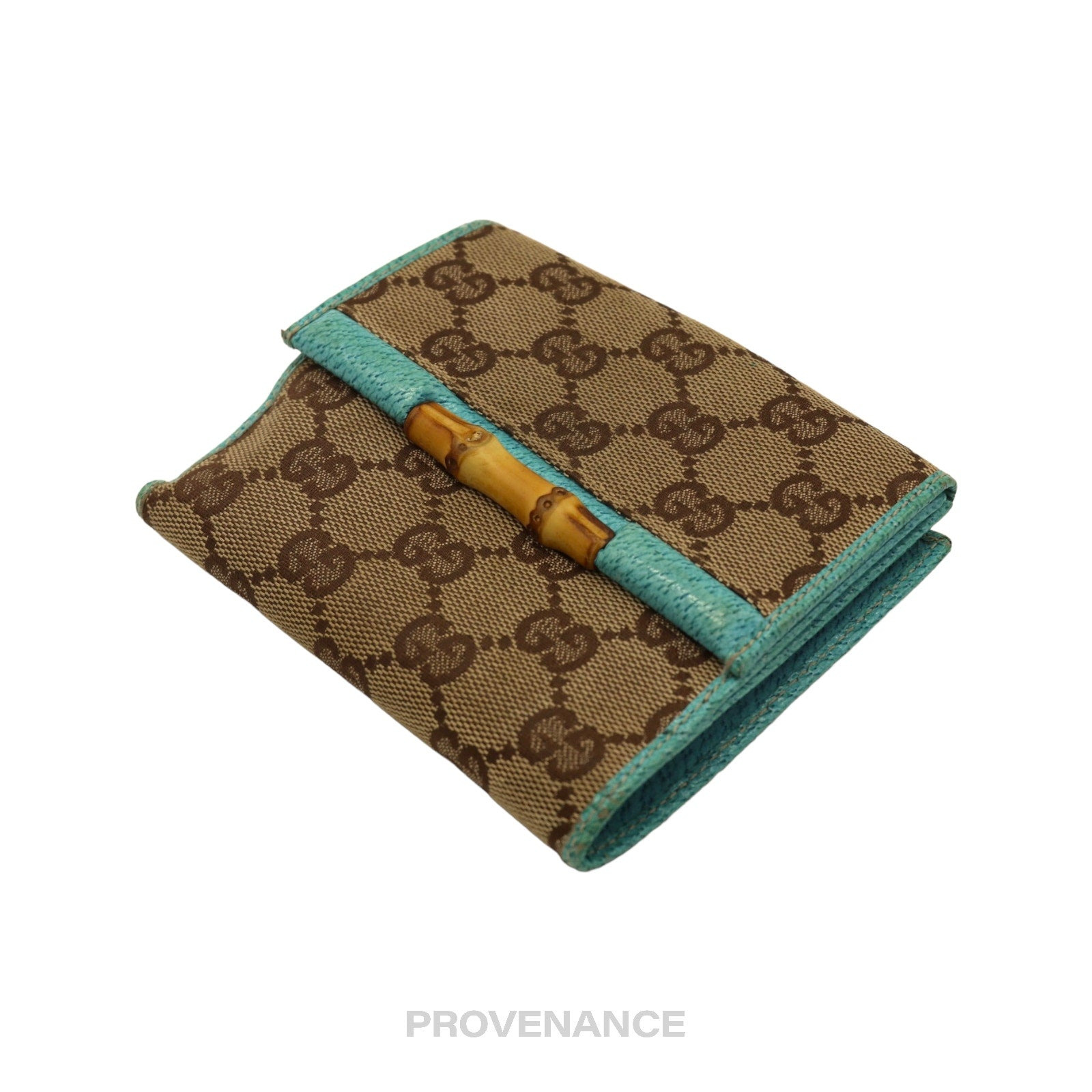 Gucci Bamboo Trifold Wallet - GG Canvas Turquoise - 3