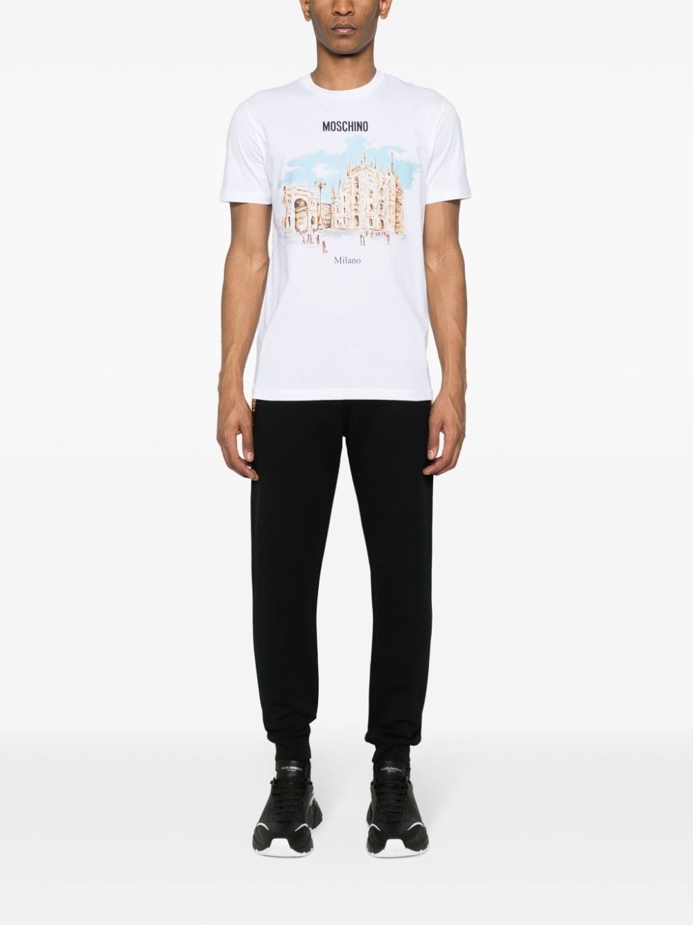 logo-lettering cotton track pants - 2