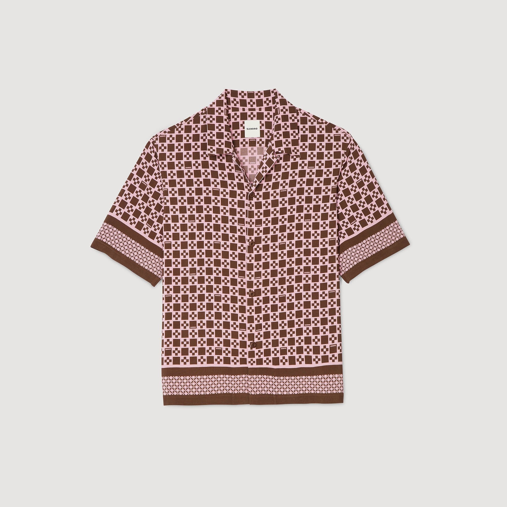 SQUARE CROSS MOTIF FLOWING SHIRT - 6