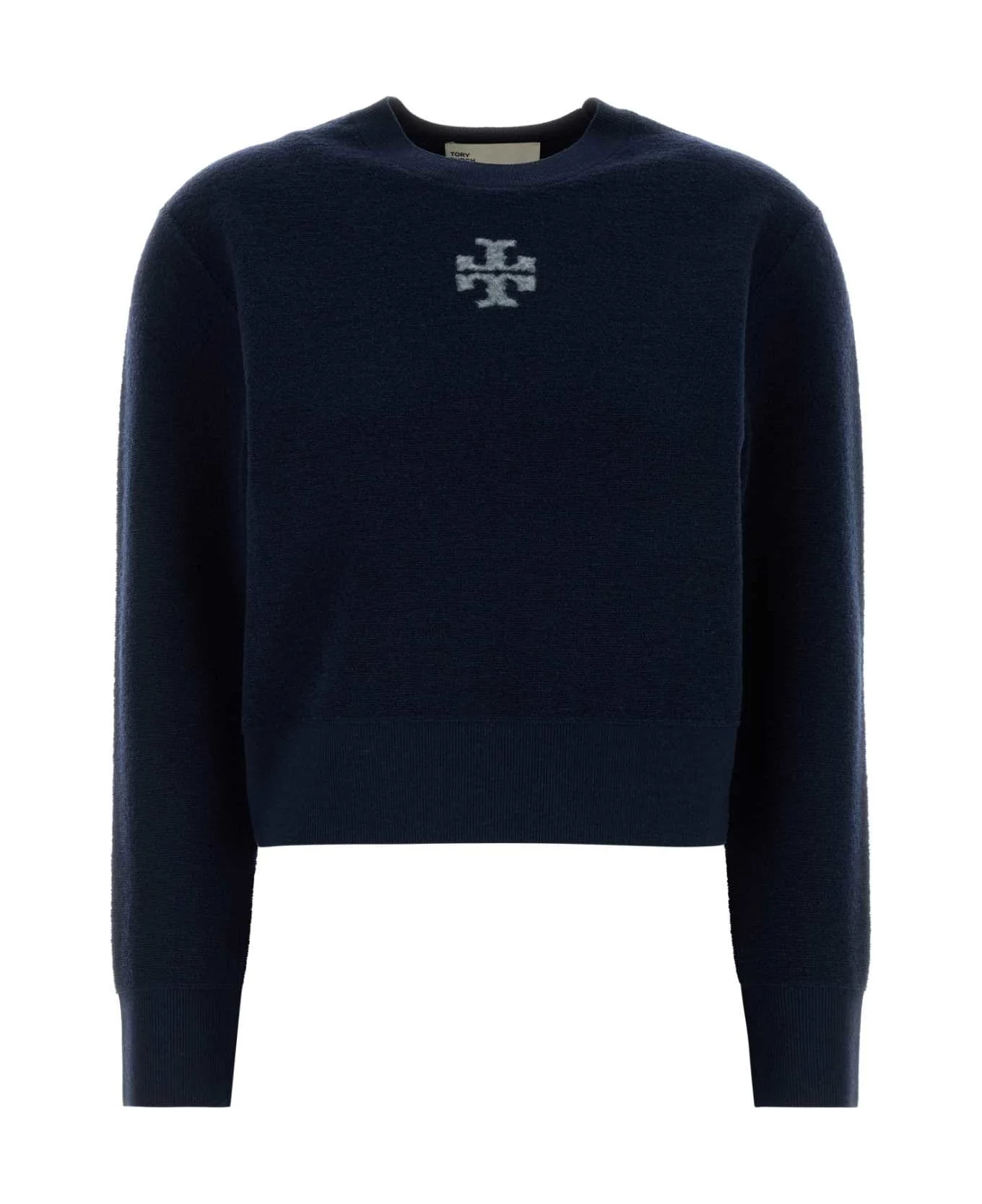 Navy Blue Wool Blend Sweater - 1