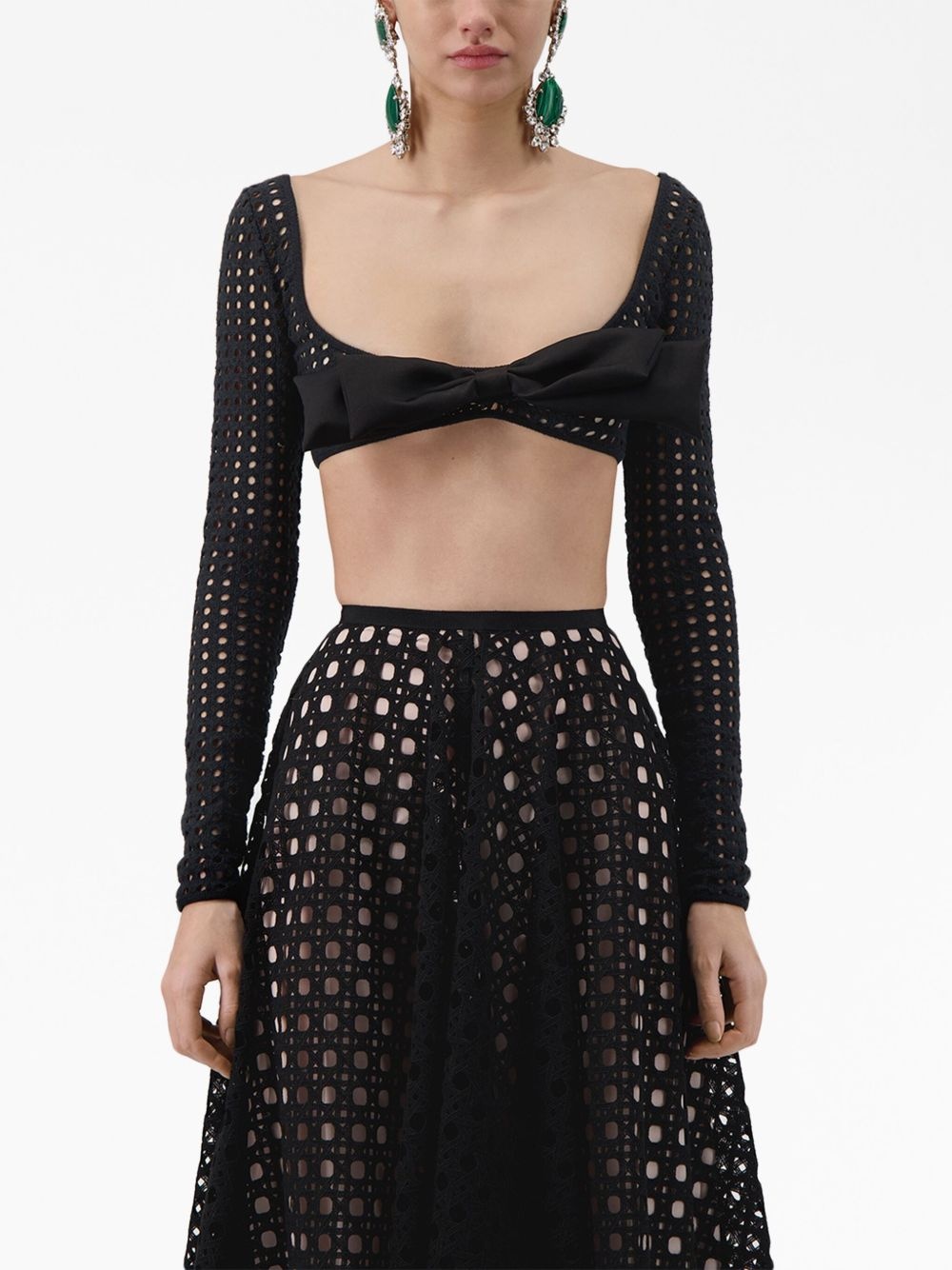 bow-detail crochet cropped top - 5