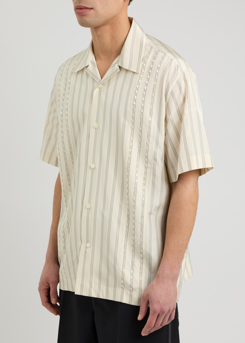 Jil Sander Jil Sander Bead-embellished Striped Taffeta Shirt outlook
