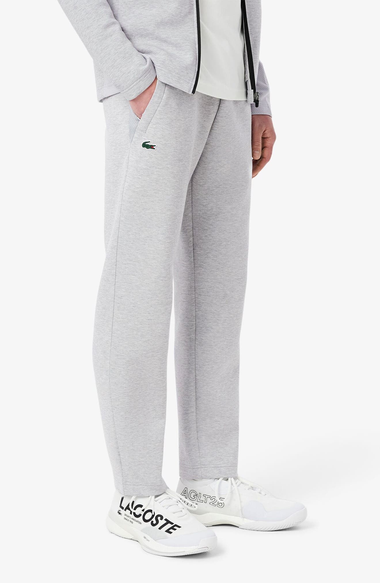 Lacoste Mesh Panel Tapered Track Pants in Grey Chine/Light Grey at Nordstrom - 3