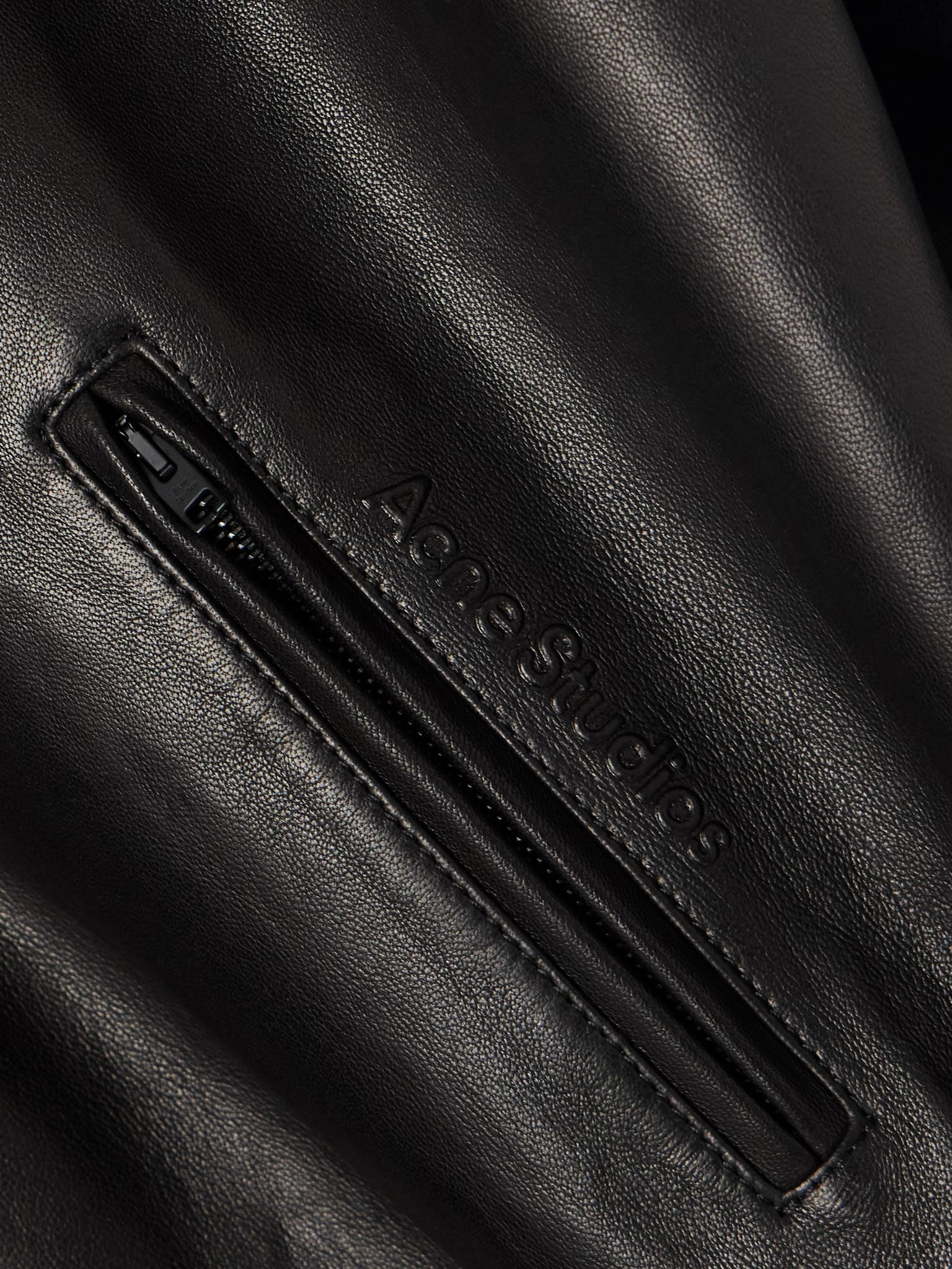Leather bomber jacket Black - 5