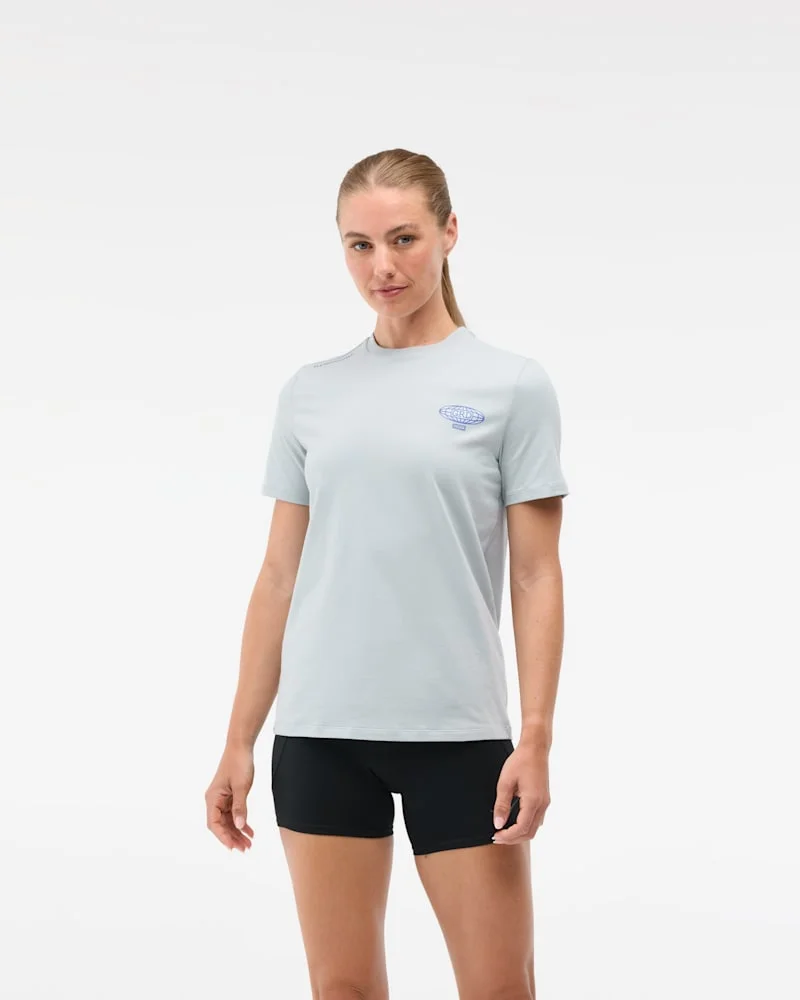 Women's Motion Party CTN SS Tee Shirt in Mineral Blue - 1
