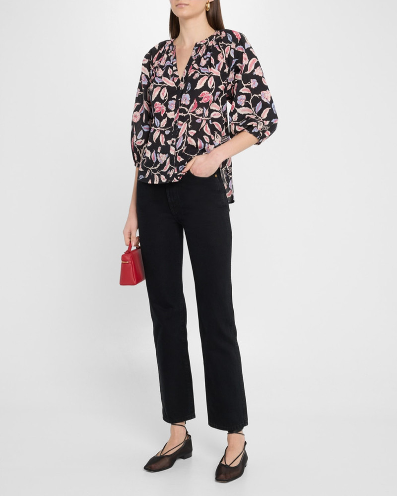 APIECE APART Mitte Floral-Print Cotton Poplin Top outlook