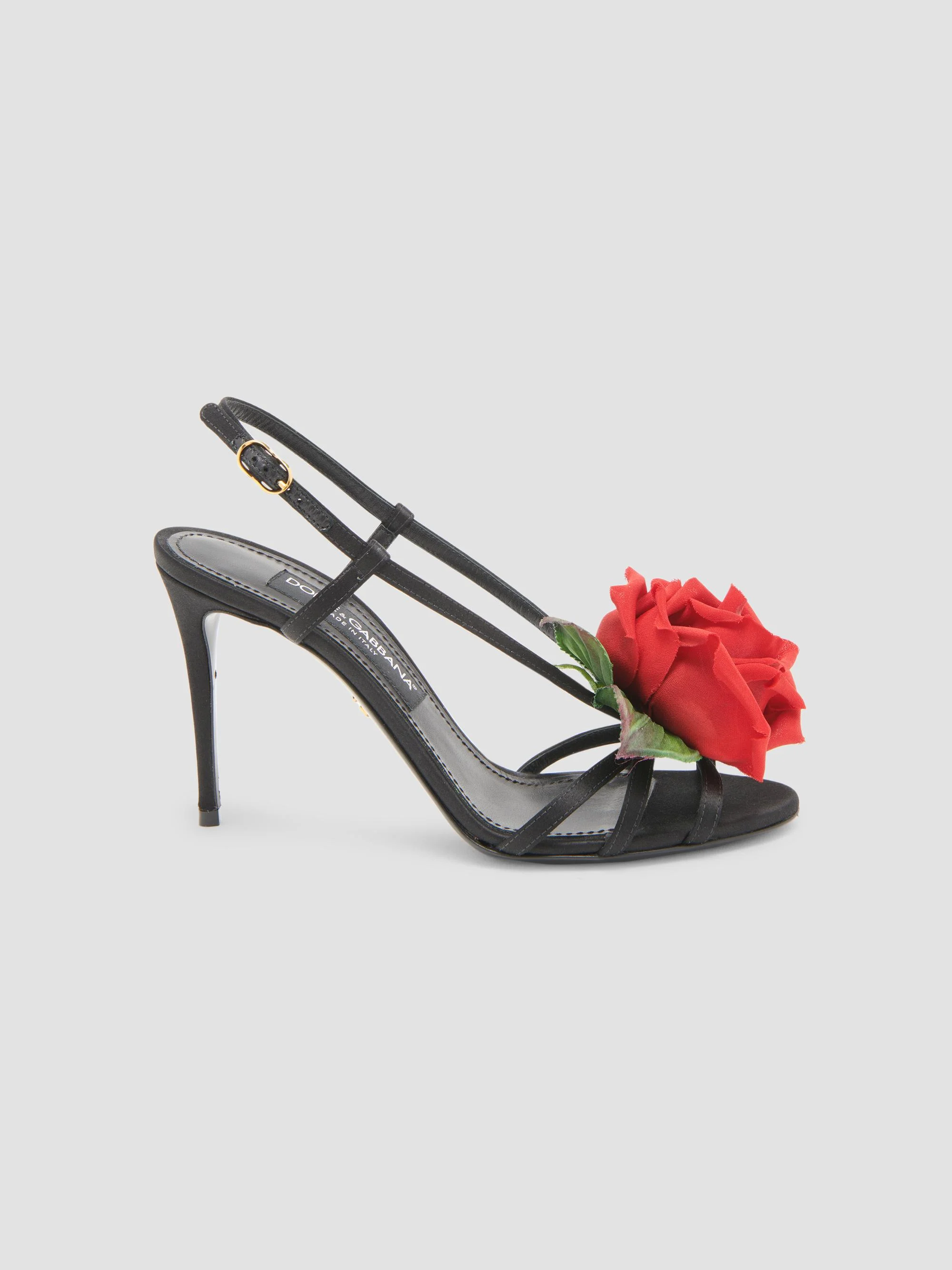 Women's Rose Appliqué Slingback Sandals - Nero Multicolor - 1