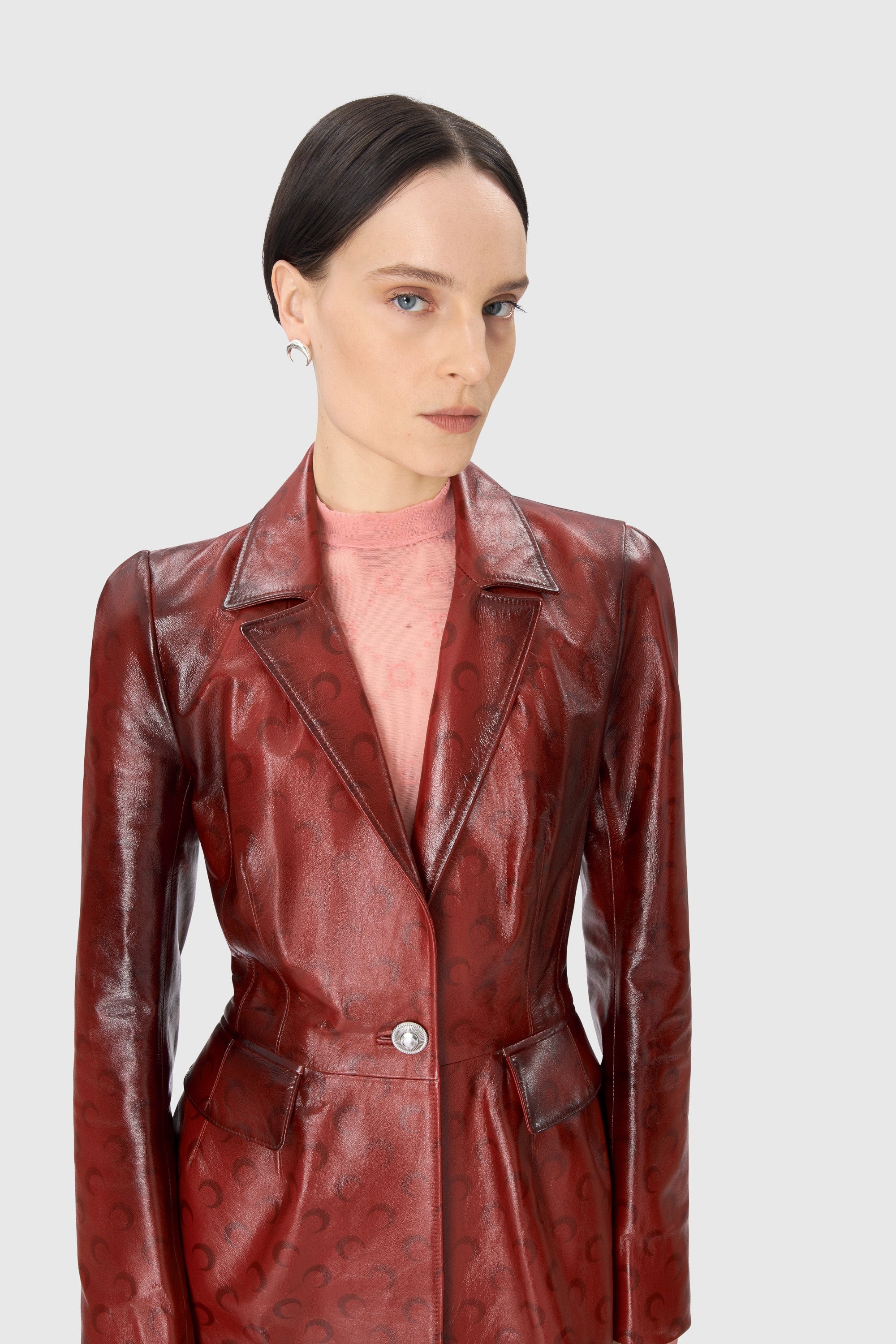 Moon Airbrushed Leather Tailored Coat - 3