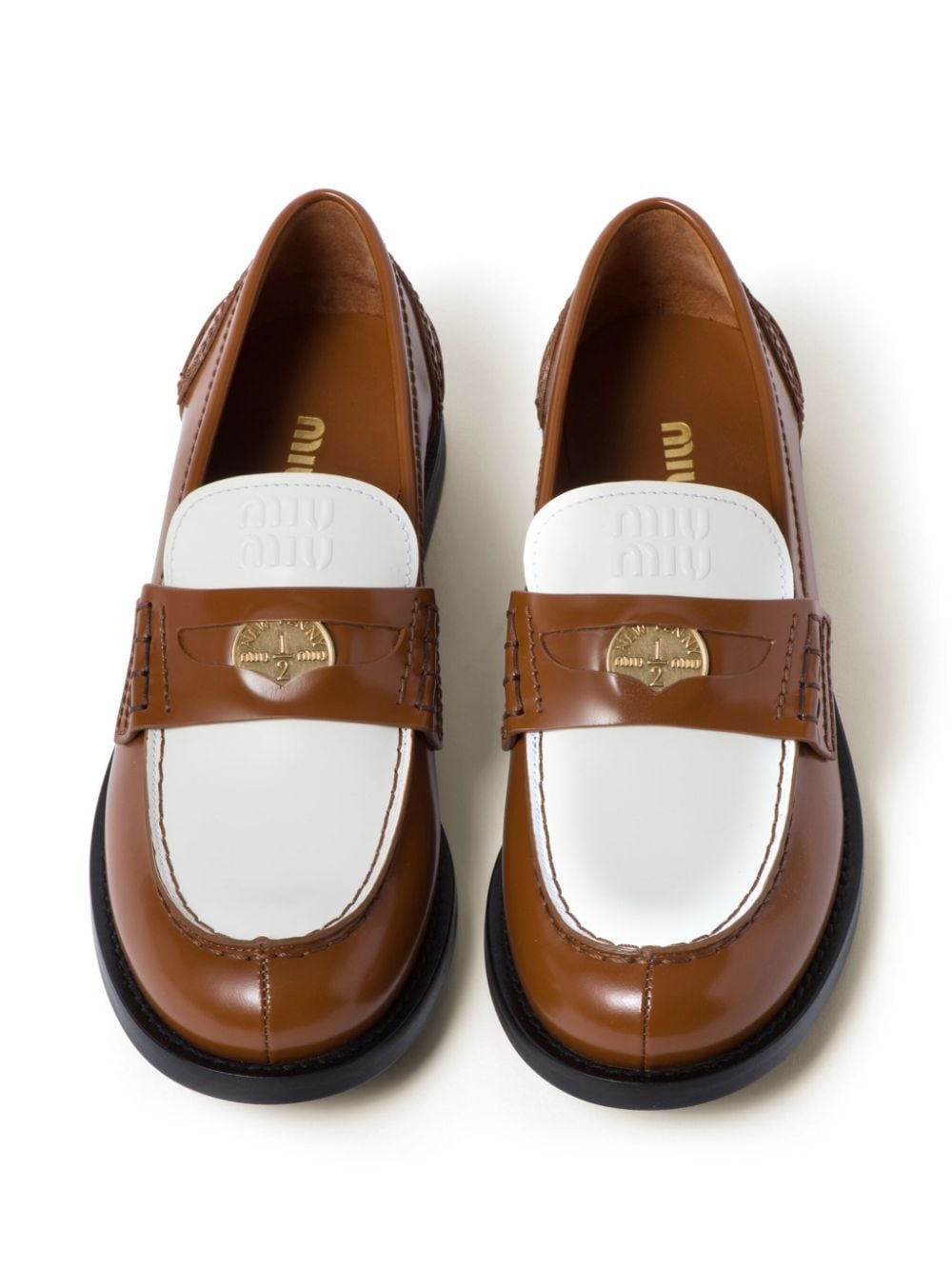 two-tone leather penny loafers - 4