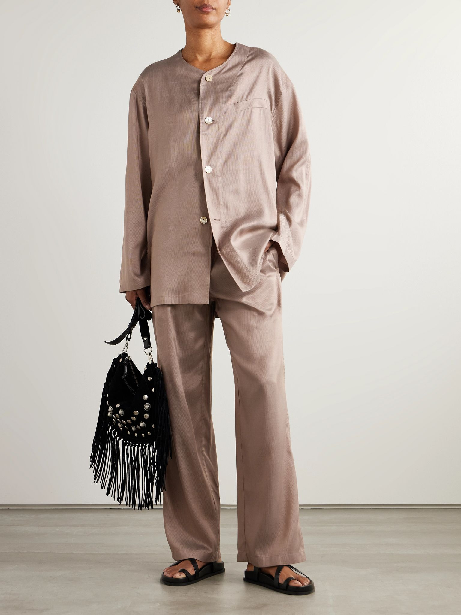 + Emporio Armani Strato Lyocell and silk-blend shirt Beige - 2