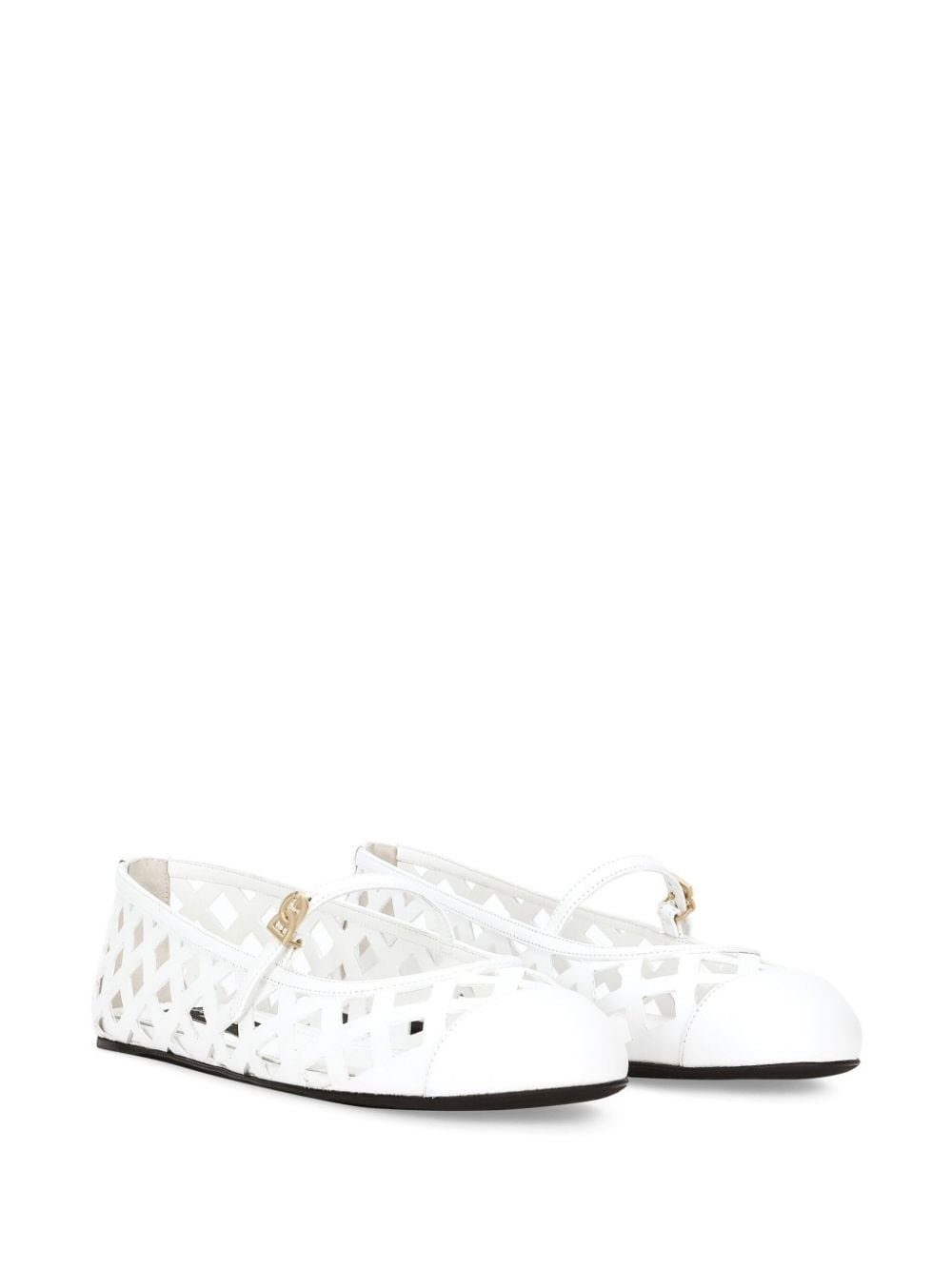 perforated leather ballerina shoes - 2