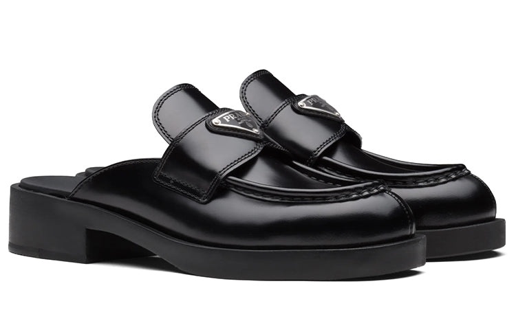 (WMNS) PRADA Chocolate Brushed Leather Mules 'Black' 1D652M_055_F0002_F_040 - 3