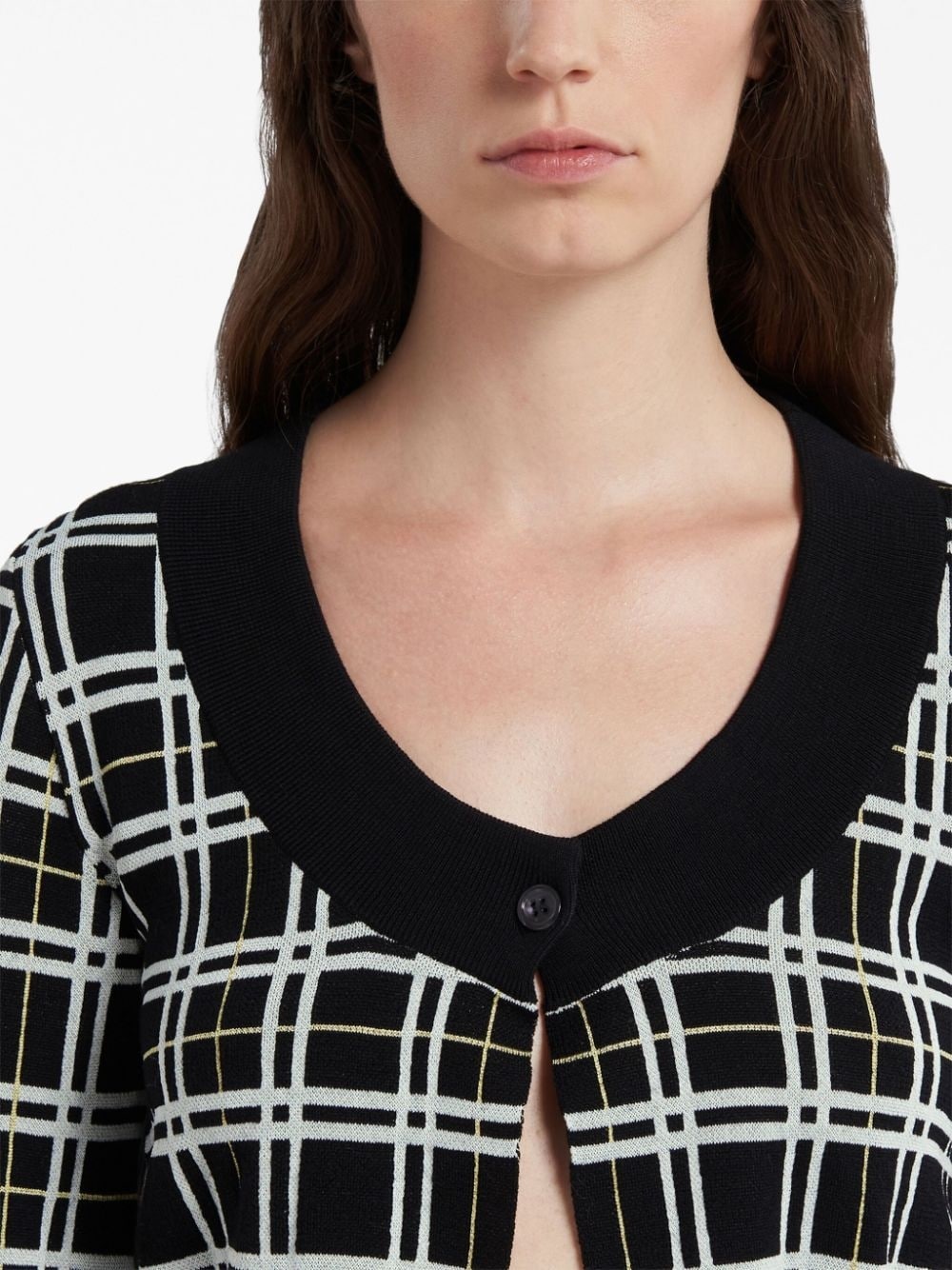 checked cropped cardigan - 5