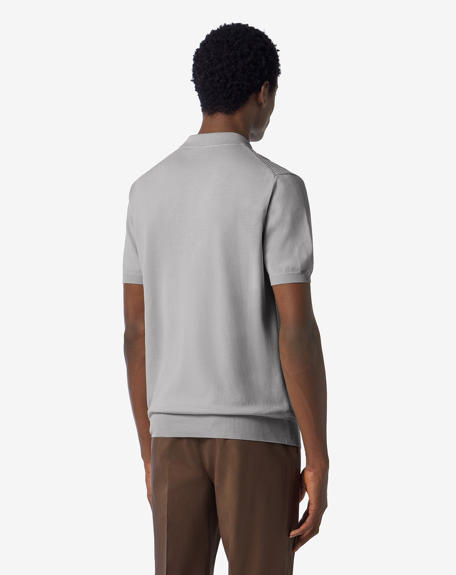 Grey button-up Pima cotton polo shirt - 3