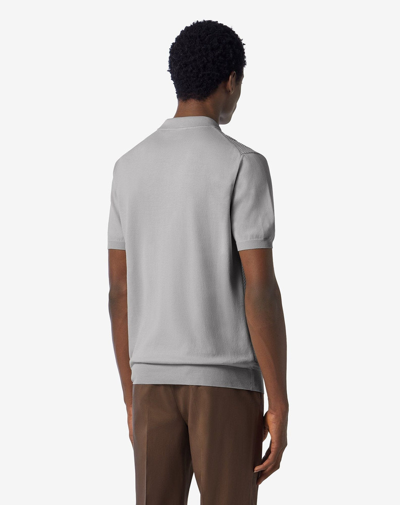Grey button-up Pima cotton polo shirt 3