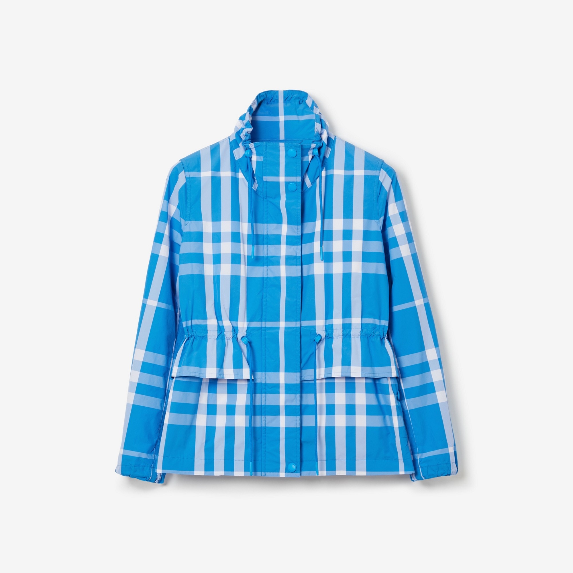Check Nylon Funnel Neck Jacket - 1