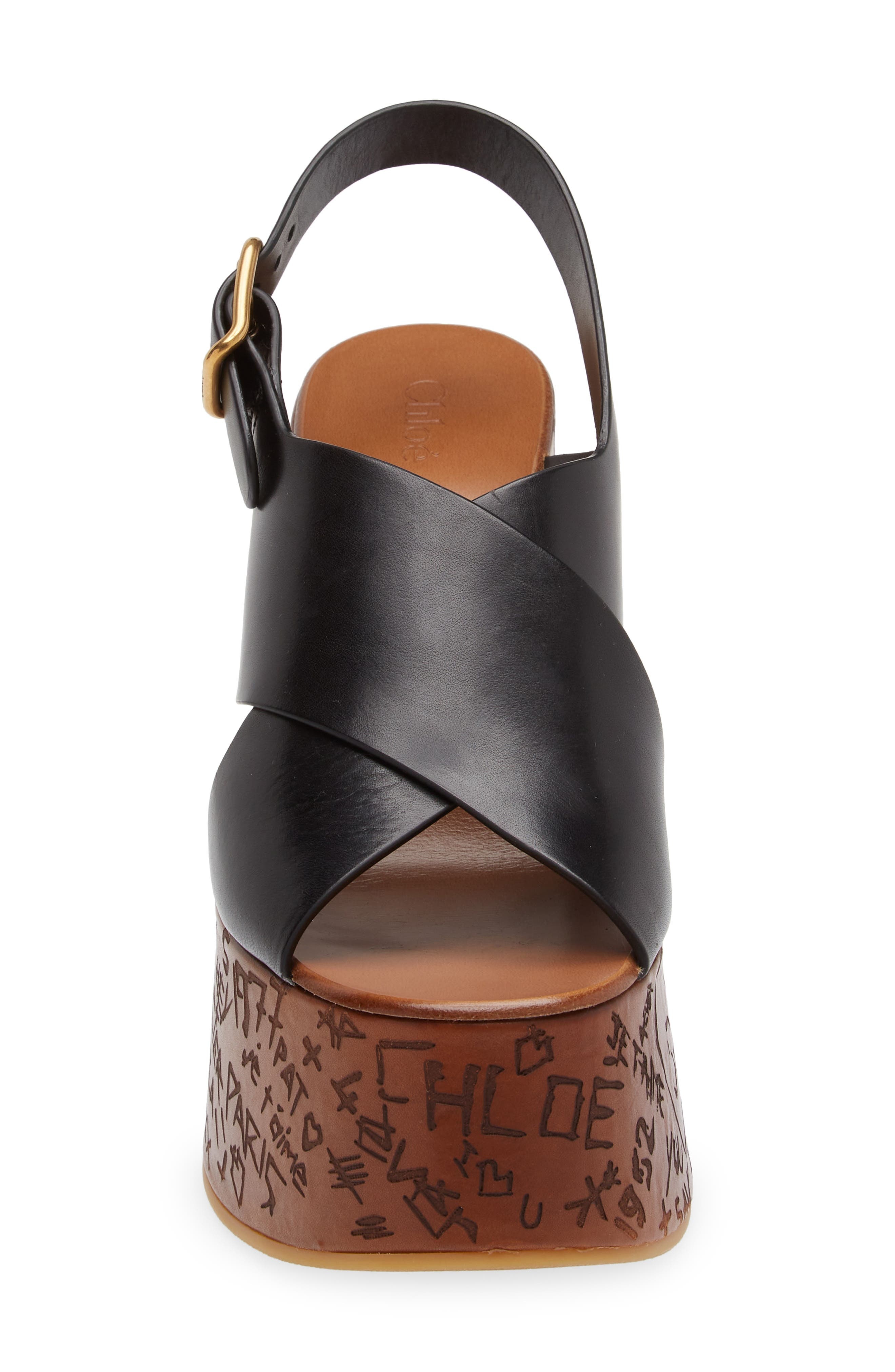 Chloé Maxime Wedge Sandal in 001 Black at Nordstrom - 4