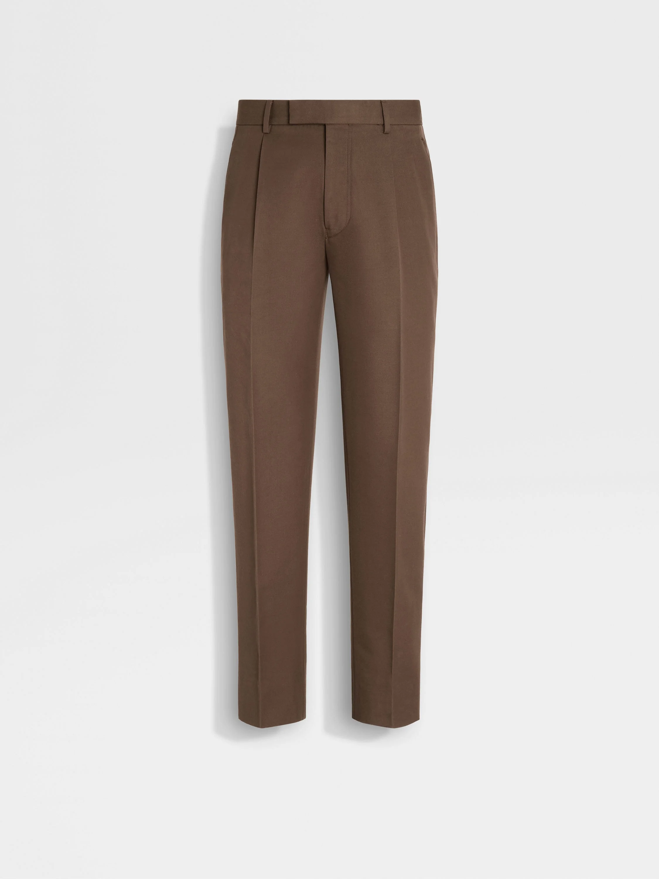 BROWN COTTON AND WOOL PANTS - 1