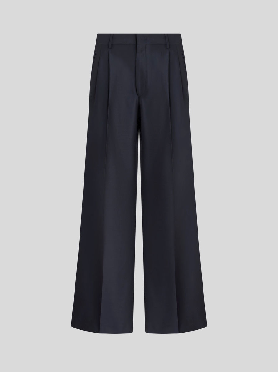 STRETCH WOOL TROUSERS WITH PLEATS - 1