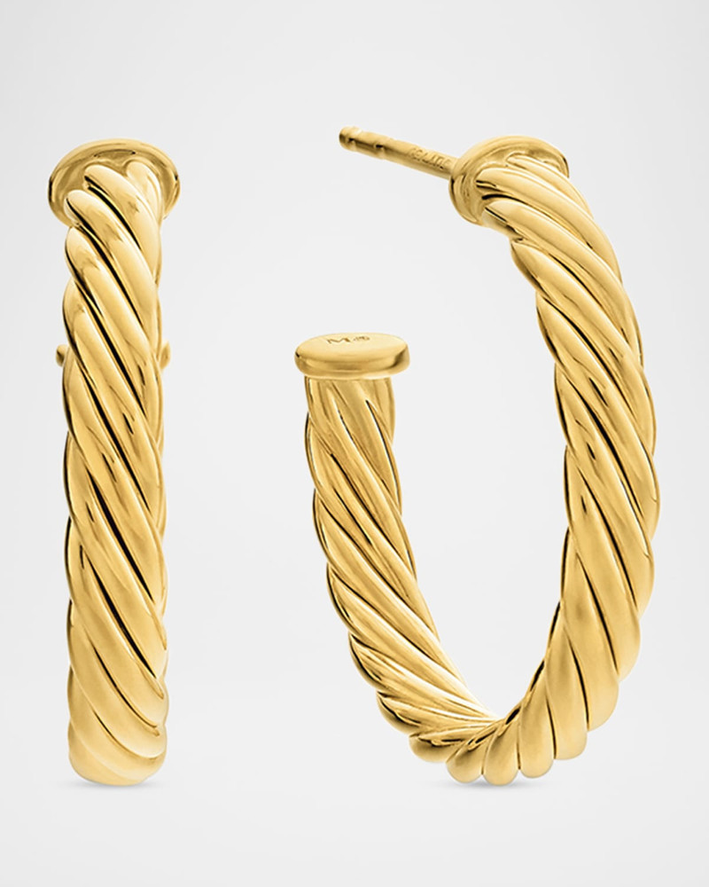 Cablespira Hoop Earrings in 18K Gold, 0.75"L 1