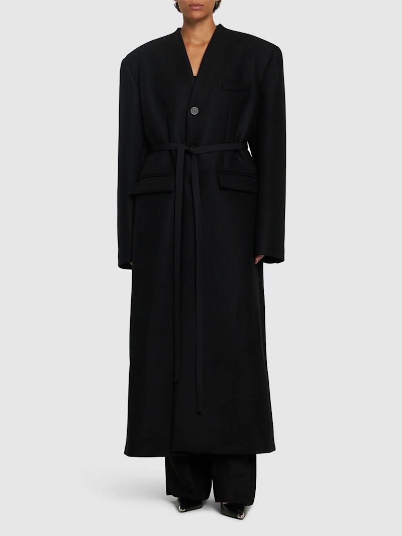 Wool long coat w/ corset - 3