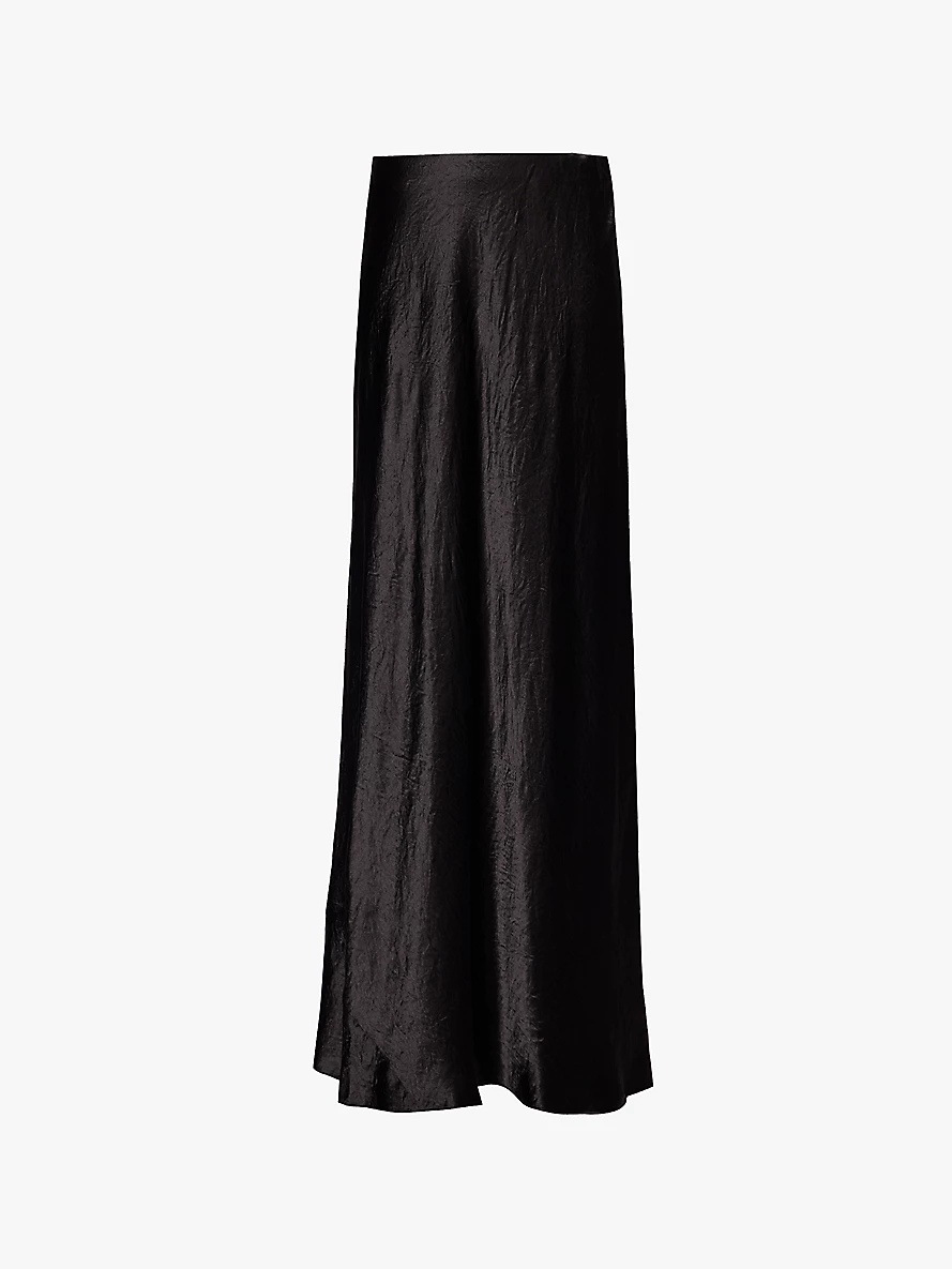 Satin elasticated-waistband regular-fit woven maxi skirt - 1