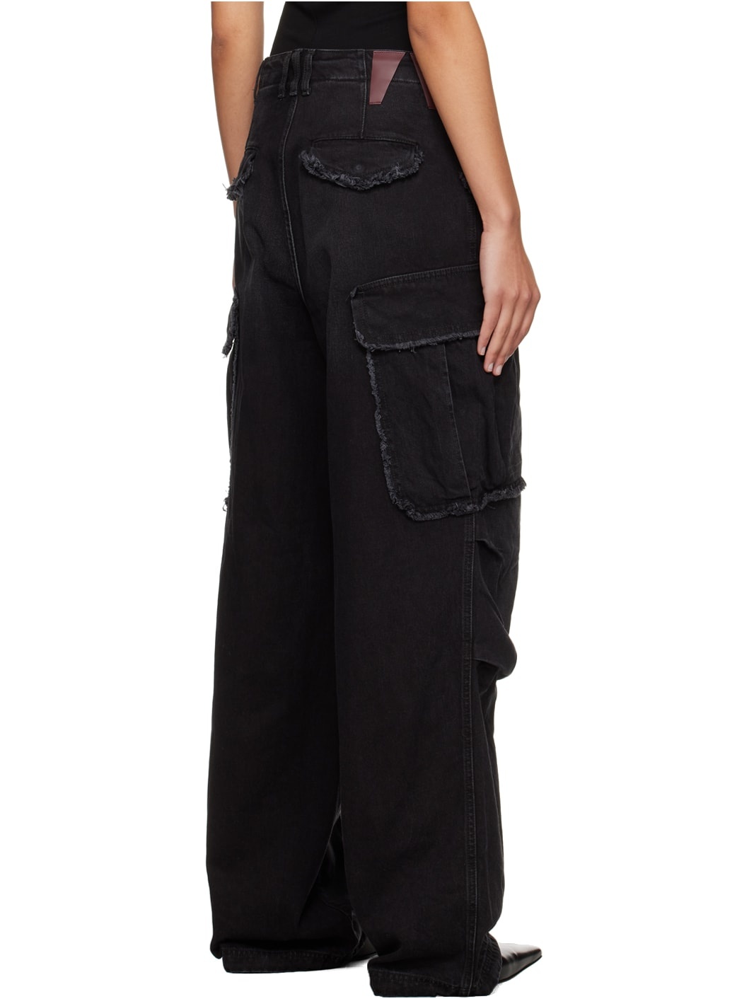 Black Vivi Denim Cargo Pants - 3