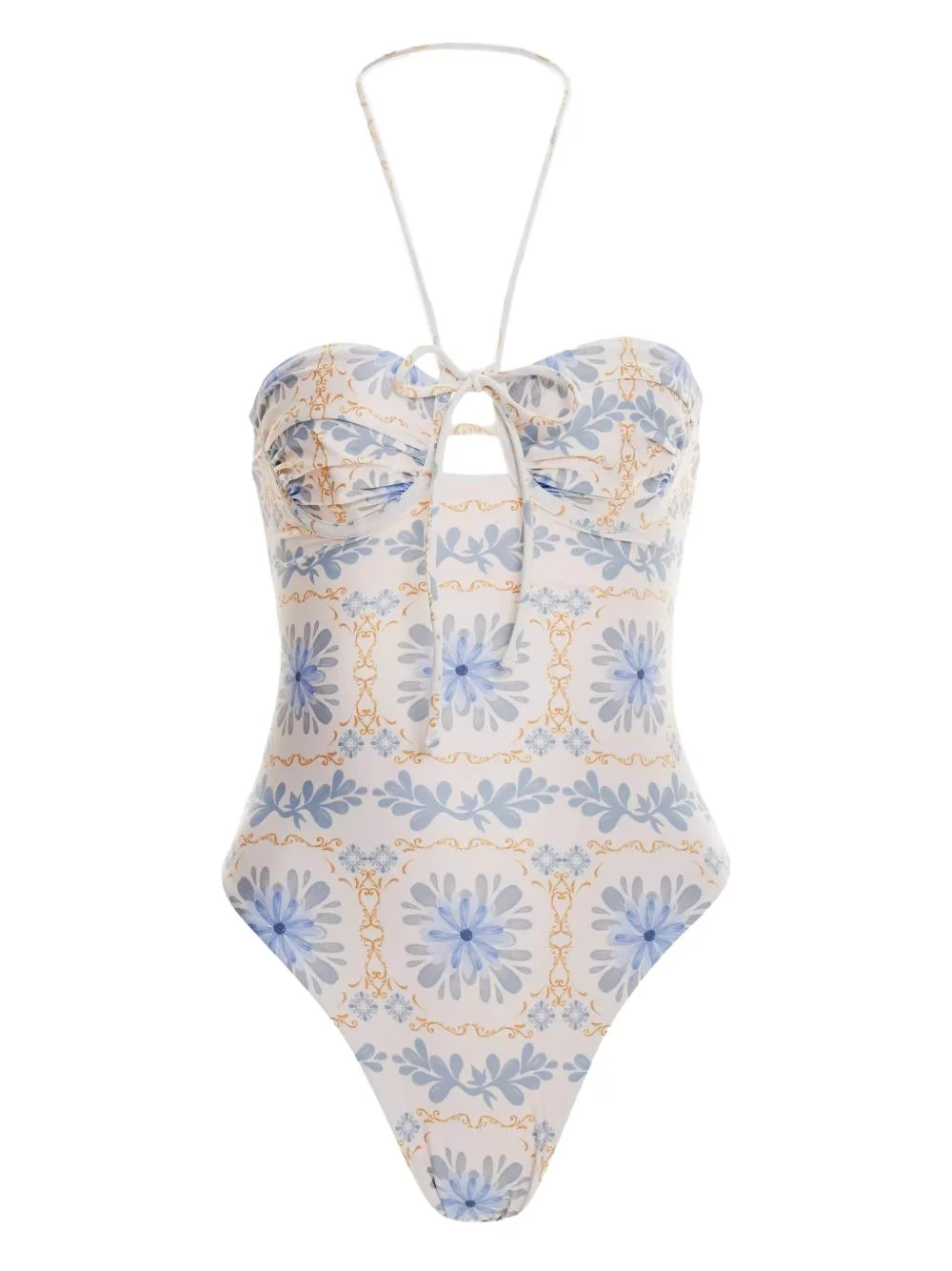 floral adjustable neck swimsuit - 1