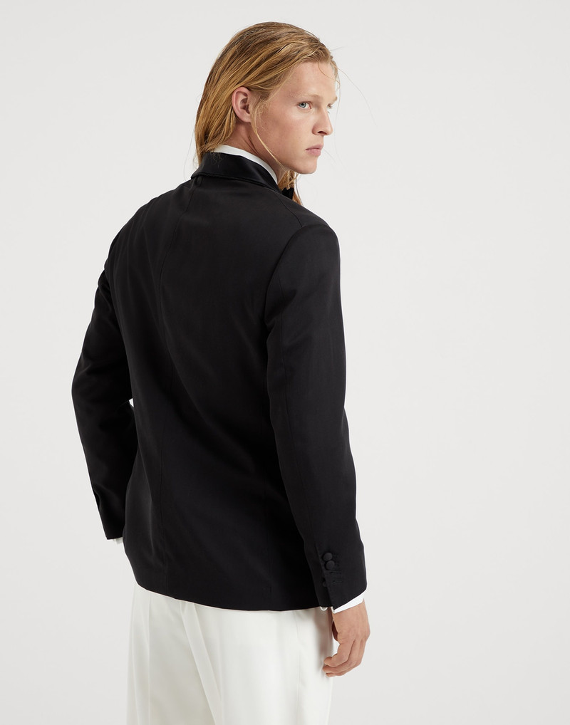 Brunello Cucinelli Délavé silk twill tuxedo jacket with shawl lapels and piping outlook